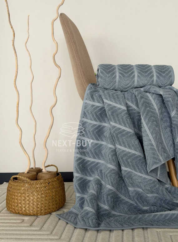 Рушники Multi Dusty Blue – Туреччина, 100% бавовна, сірий з об’ємним візерунком 2шт