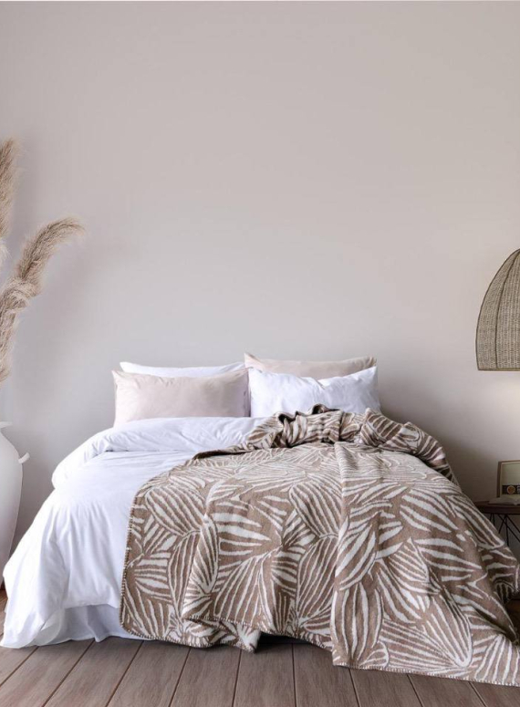 Плед TROPICANA Acik Bej 150×220 — хлопковый плед светлый беж Турция