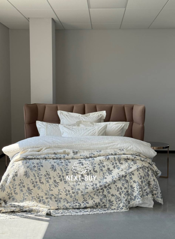 Муслиновое покрывало Misty Garden blue/krem евро Турция