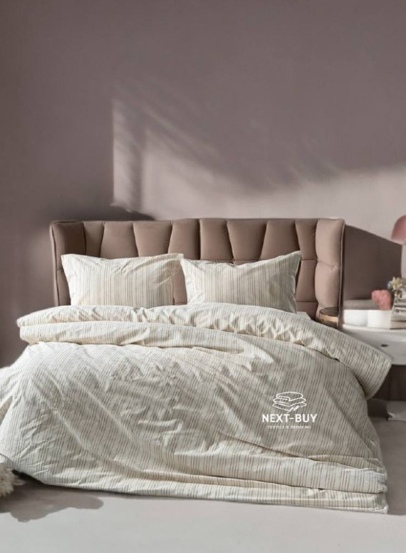 Постільна білизна з простирадлом на резинці Saheser Notta Bej Євро