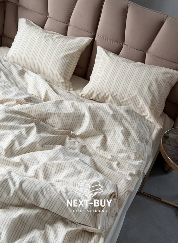 Постільна білизна з простирадлом на резинці Saheser Notta Bej Євро