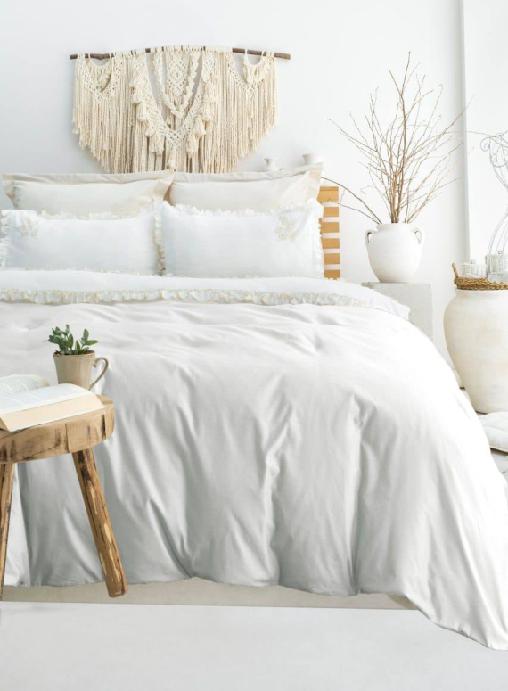 Постільна білизна Saheser Nova Stone євро 200×220 з вареної бавовни з вишивкою, Туреччина