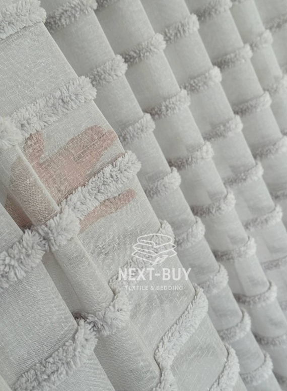 Тюль льон у смужку Linen Light Grey Туреччина