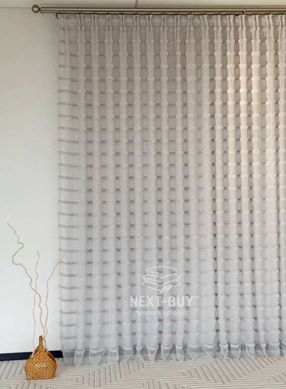 Тюль льон у смужку Linen Light Grey Туреччина