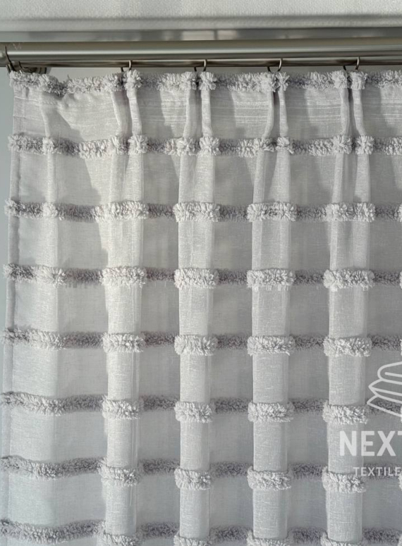Тюль льон у смужку Linen Light Grey Туреччина
