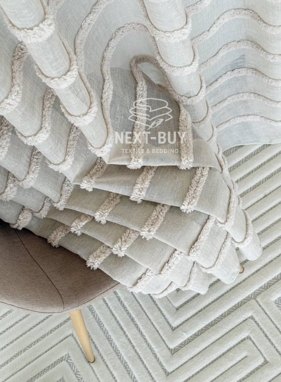 Тюль льон у смужку Linen Light Beige Туреччина