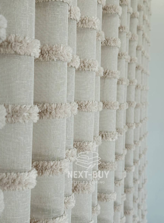 Тюль льон у смужку Linen Light Beige Туреччина