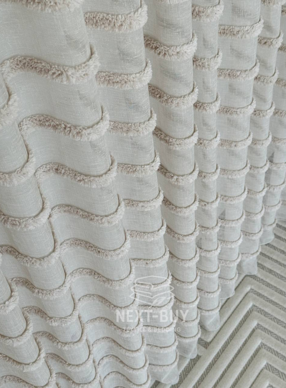 Тюль льон у смужку Linen Light Beige Туреччина