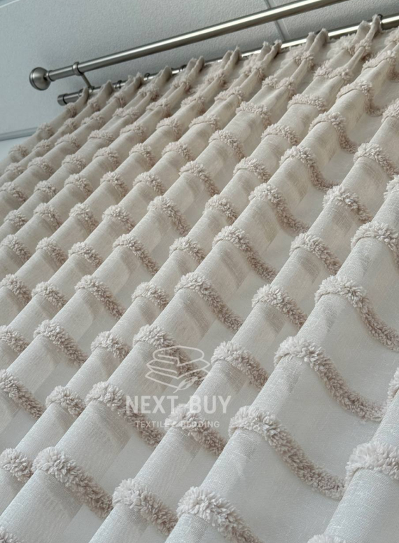 Тюль льон у смужку Linen Light Beige Туреччина