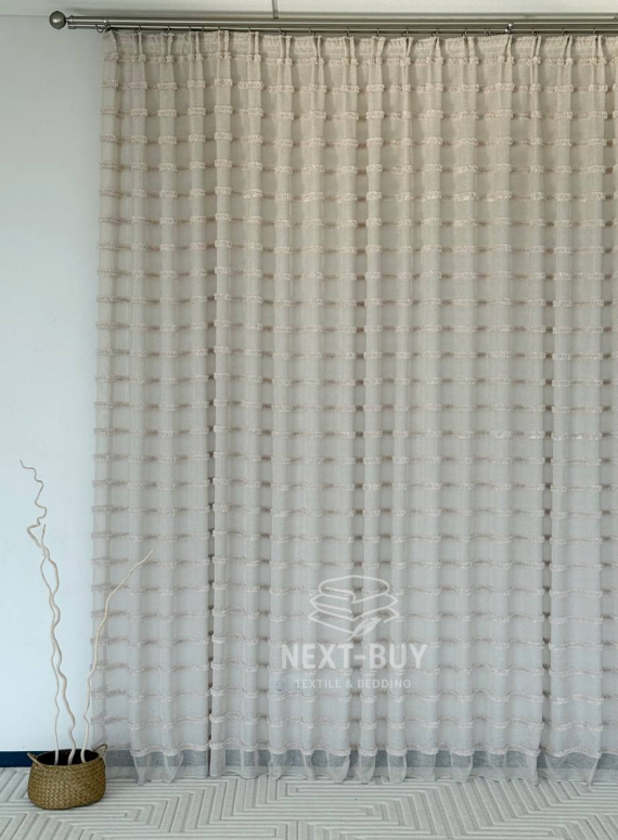 Тюль льон у смужку Linen Light Beige Туреччина