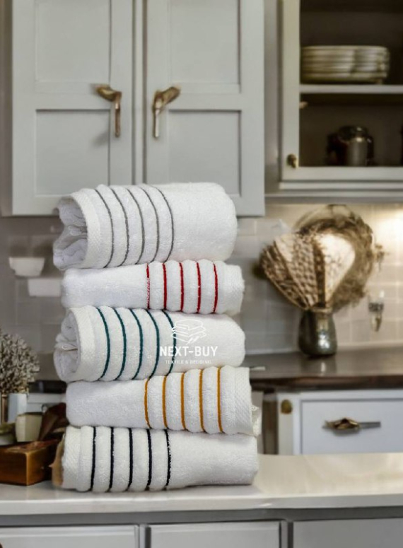 Набір кухонних махрових рушників Line 30×50 см, 5шт Туреччина