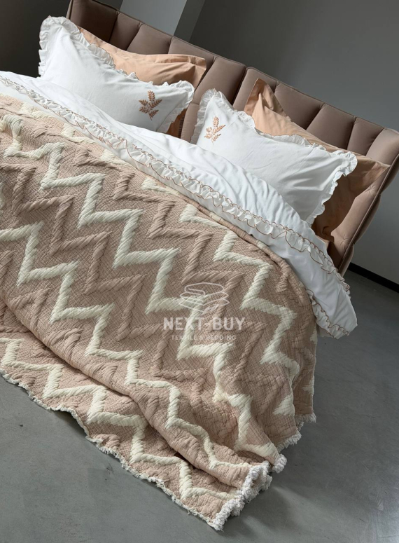 Муслінове покривало з наволочками Saheser Loren Bej, євро комплект 240×260, Туреччина