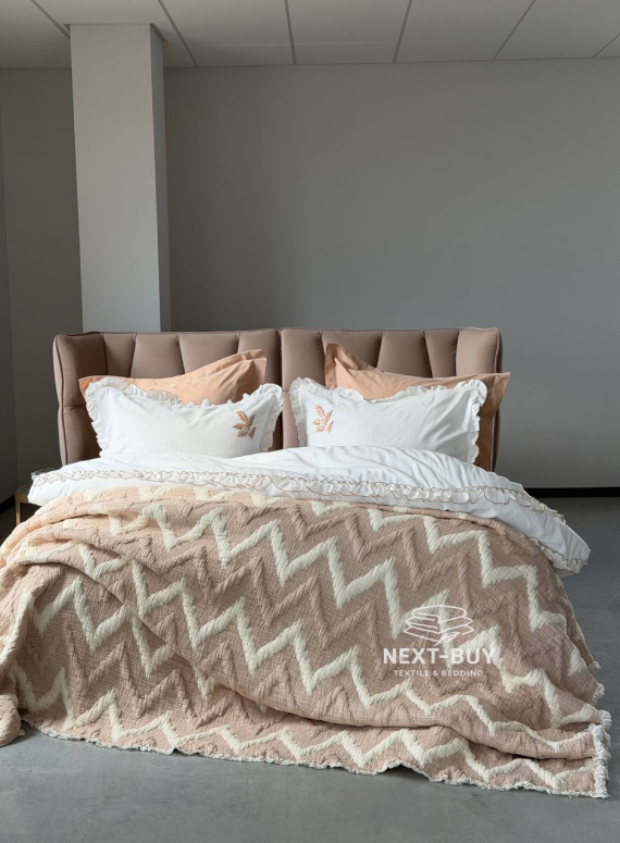 Муслінове покривало з наволочками Saheser Loren Bej, євро комплект 240×260, Туреччина