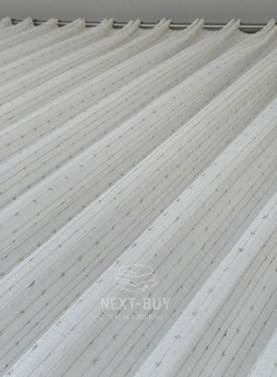 Тюль льон у смужку з золотим люрексом Linen Shine Stripe Cream & Gold, Туреччина