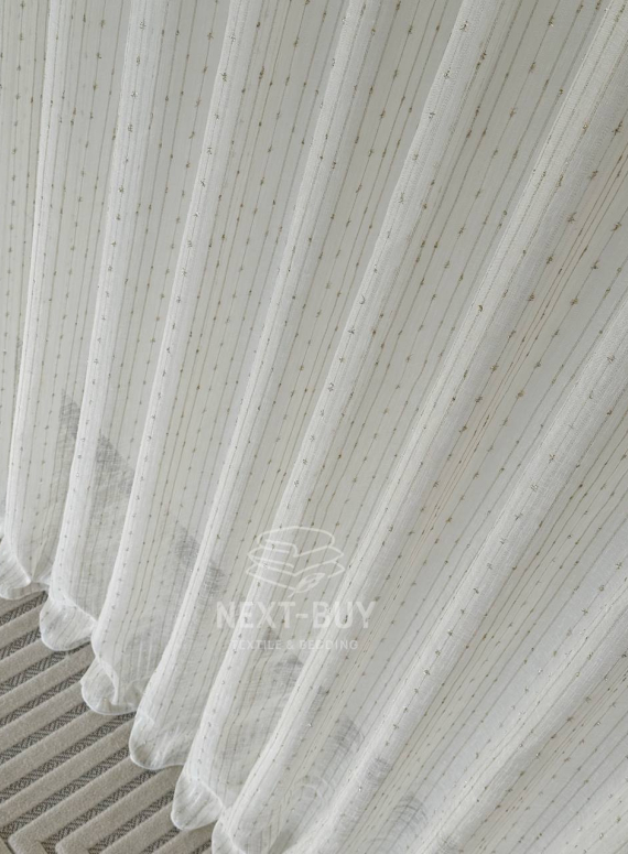 Тюль льон у смужку з золотим люрексом Linen Shine Stripe Cream & Gold, Туреччина
