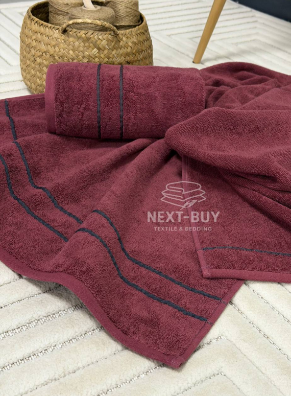 Набір махрових рушників Line Bordo 2 шт: 50×90, 70×140, Туреччина