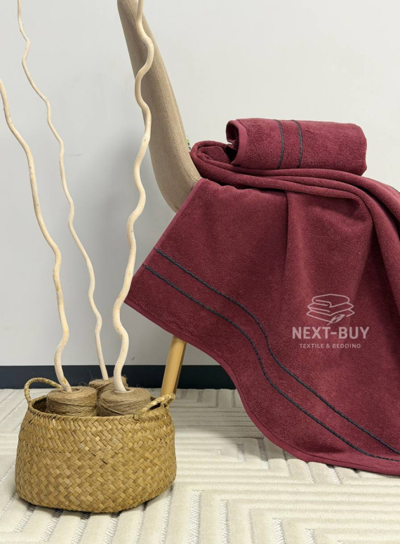 Набір махрових рушників Line Bordo 2 шт: 50×90, 70×140, Туреччина