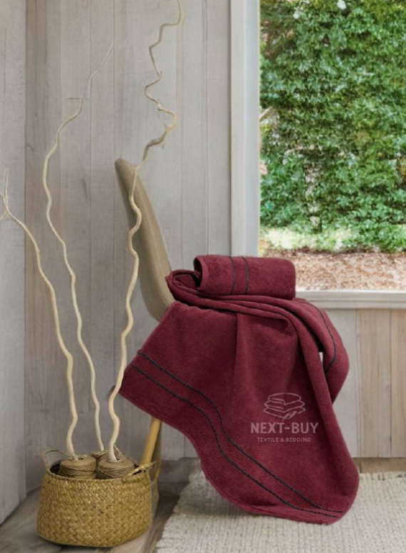 Набір махрових рушників Line Bordo 2 шт: 50×90, 70×140, Туреччина