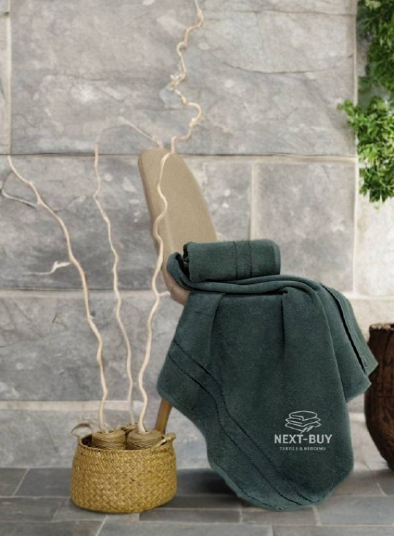 Набор махровых полотенец Line Dark Green 2 шт: 50×90, 70×140, Турция