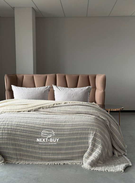 Муслінове покривало Saheser Luca Light Gri — 100% бавовна, 5-шаровий муслін, Туреччина