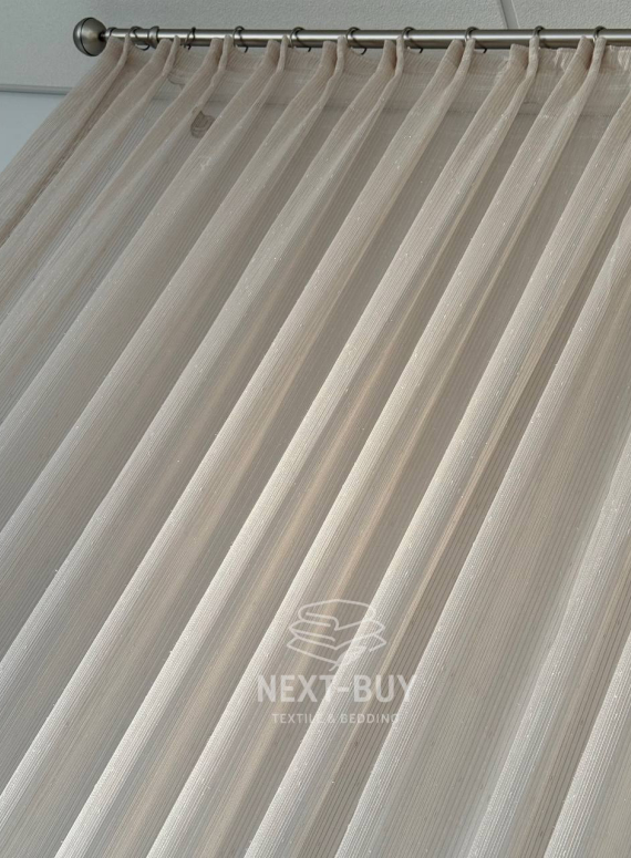 Тюль грек сітка кофейна з блиском Silver Mist Latte Туреччина