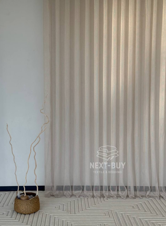 Тюль грек сітка кофейна з блиском Silver Mist Latte Туреччина