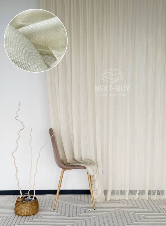 Тюль однотонний грек сітка світло-бежева з блиском Silver Light Beige Туреччина