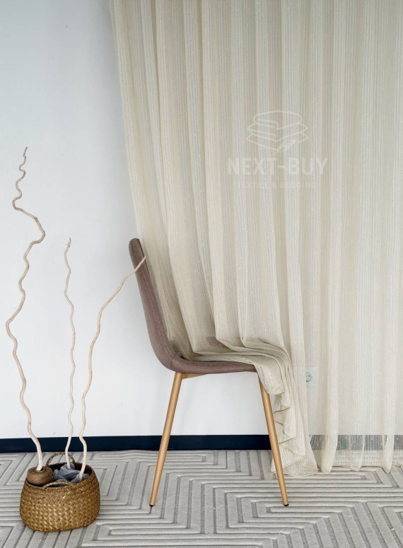 Тюль однотонний грек сітка світло-бежева з блиском Silver Light Beige Туреччина