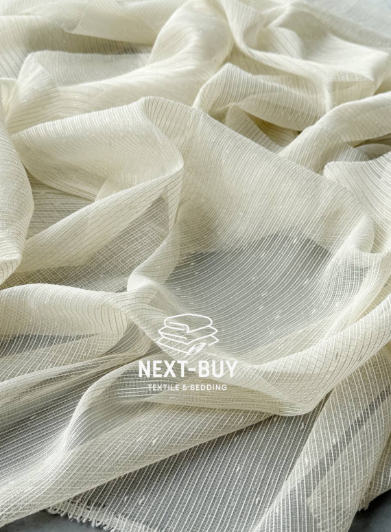 Тюль однотонний грек сітка світло-бежева з блиском Silver Light Beige Туреччина