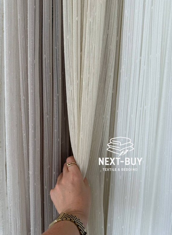 Тюль однотонний грек сітка світло-бежева з блиском Silver Light Beige Туреччина