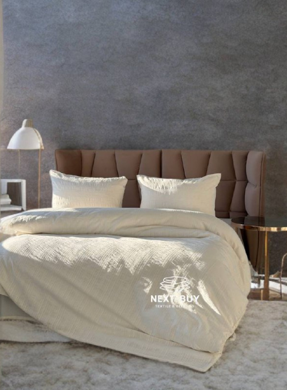 Постільна білизна Saheser Salve krem  євро 200х220 jacquard