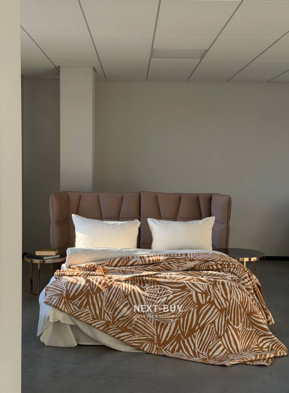 Плед TROPICANA Hardal 200×220 — горчичный плед, хлопковый плед Турция