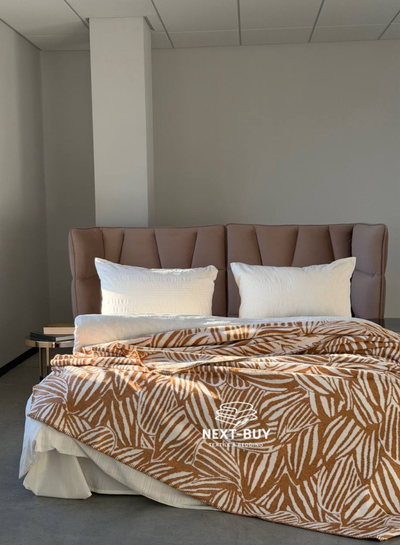 Плед TROPICANA Hardal 150×220 — горчичный плед, хлопковый плед Турция