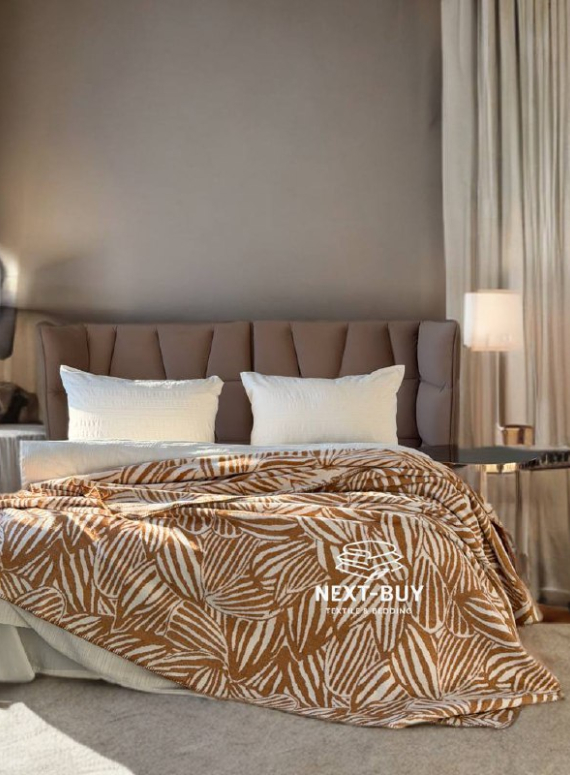 Плед TROPICANA Hardal 150×220 — горчичный плед, хлопковый плед Турция