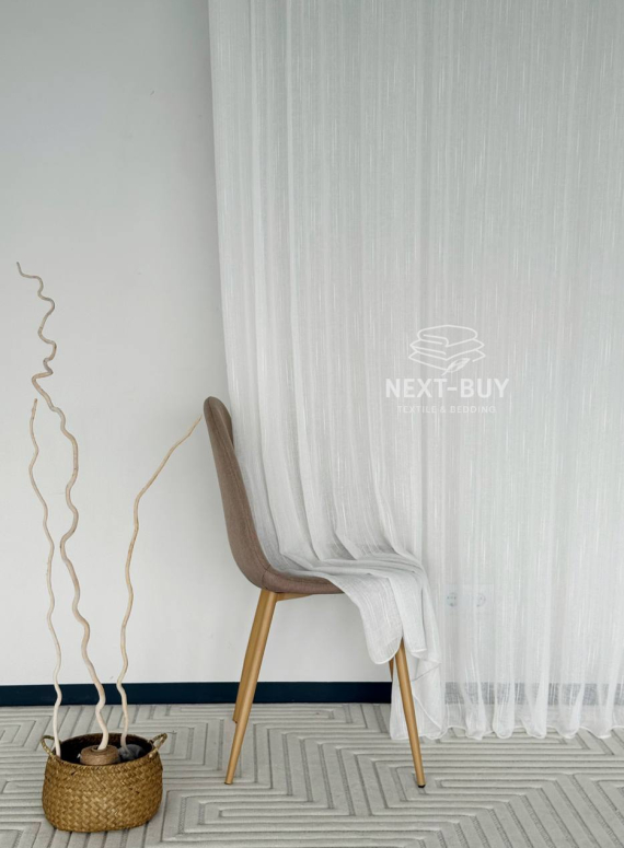 Тюль білий льон однотонний Linen White Breeze, Туреччина