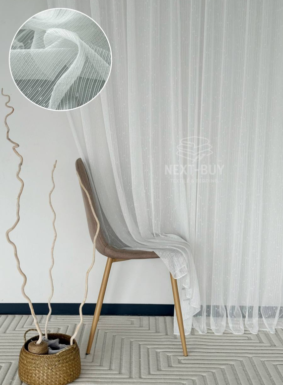 Тюль однотонний грек сітка білий з блиском Silver Snow White with Lurex, Туреччина