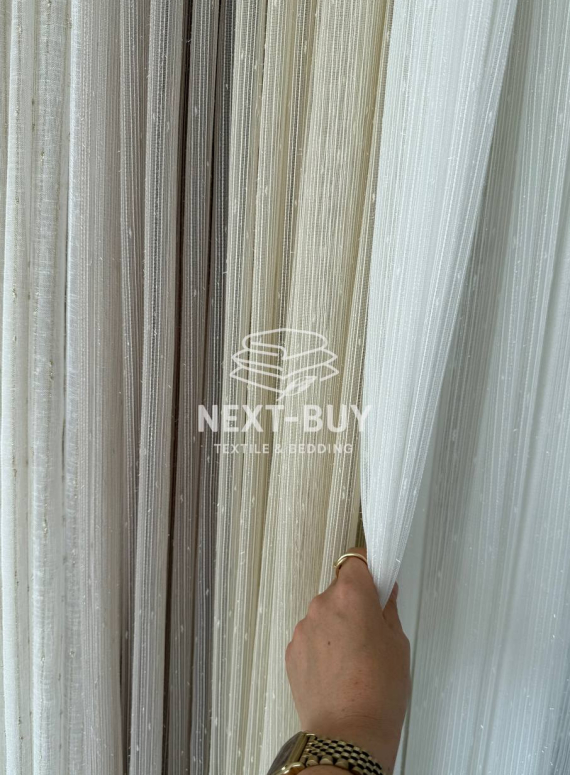 Тюль однотонний грек сітка білий з блиском Silver Snow White with Lurex, Туреччина