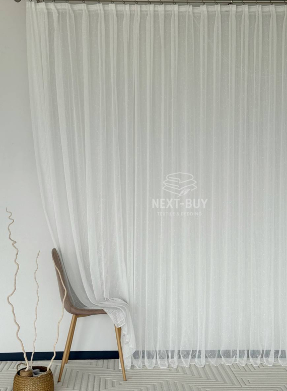 Тюль однотонний грек сітка білий з блиском Silver Snow White with Lurex, Туреччина