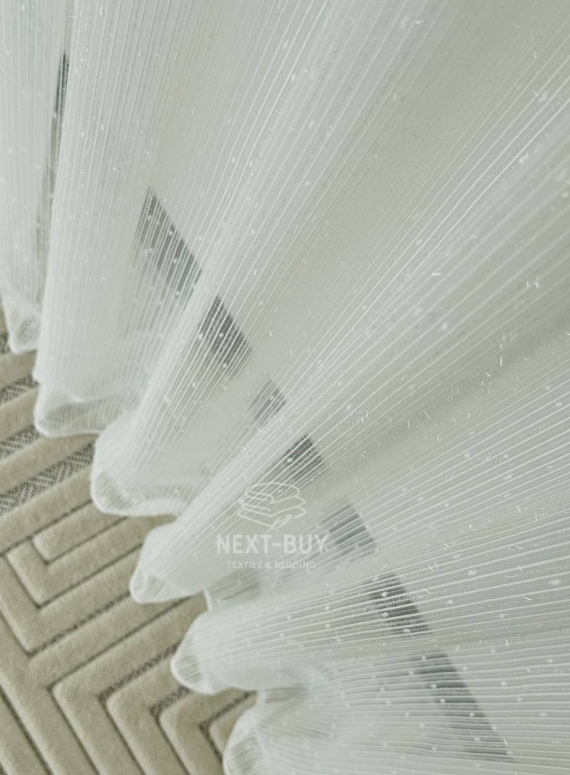 Тюль однотонний грек сітка білий з блиском Silver Snow White with Lurex, Туреччина