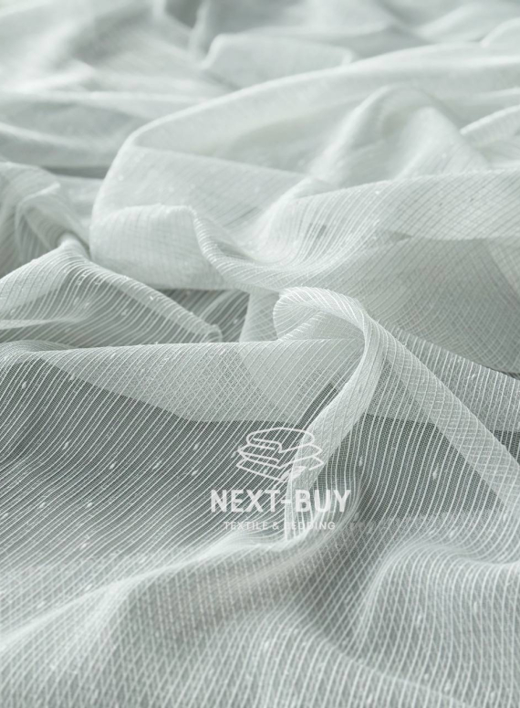 Тюль однотонний грек сітка білий з блиском Silver Snow White with Lurex, Туреччина