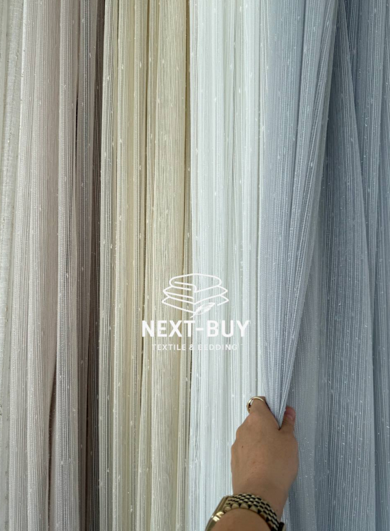 Тюль однотонний грек сітка сірий з блиском Silver Light Grey with Lurex, Туреччина