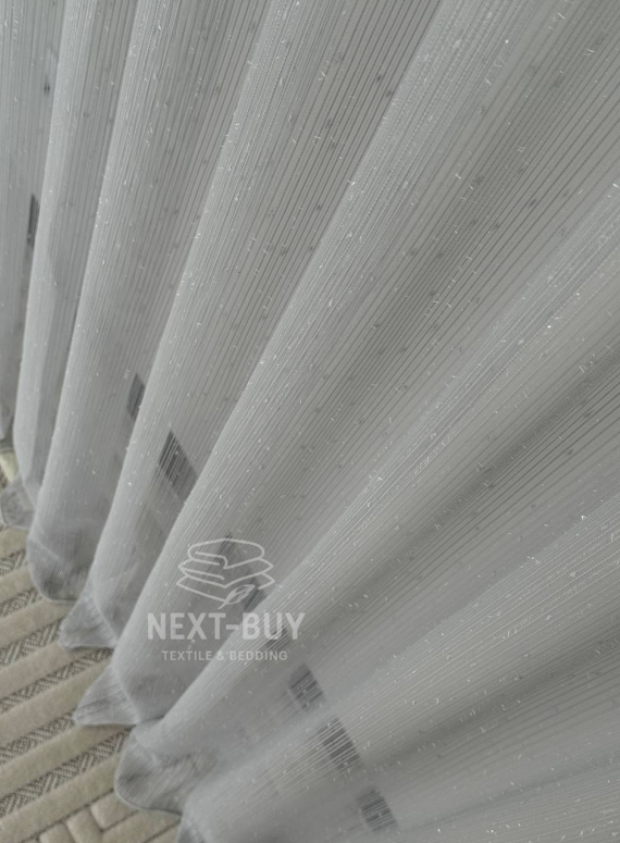 Тюль однотонний грек сітка сірий з блиском Silver Light Grey with Lurex, Туреччина