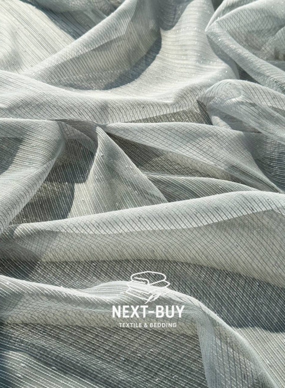 Тюль однотонний грек сітка сірий з блиском Silver Light Grey with Lurex, Туреччина