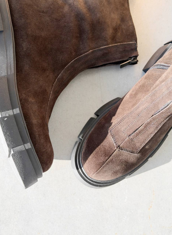 Жіночі Зимові шкіряні черевики з натуральним хутром, коричневі (євро зима) Step