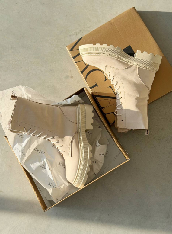 Жіночі зимові шкіряні черевики з натуральним хутром, світлі (євро зима) Step