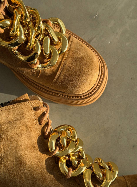 Жіночі Зимові шкіряні черевики з натуральним хутром, карамельні (євро зима) Step