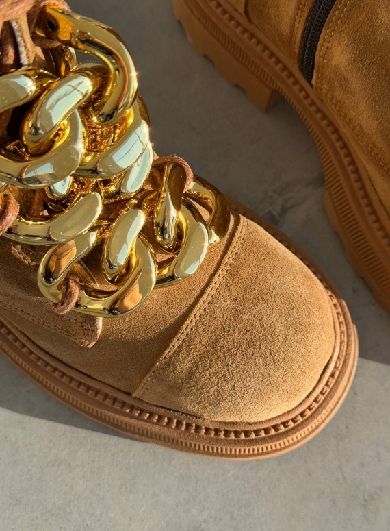 Жіночі Зимові шкіряні черевики з натуральним хутром, карамельні (євро зима) Step