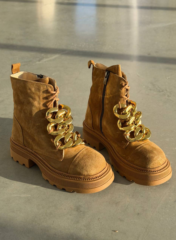 Жіночі Зимові шкіряні черевики з натуральним хутром, карамельні (євро зима) Step