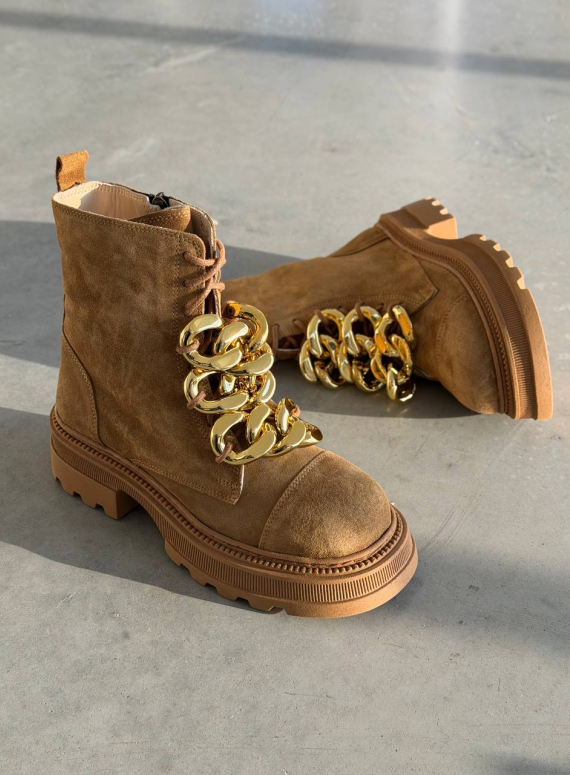 Жіночі Зимові шкіряні черевики з натуральним хутром, карамельні (євро зима) Step