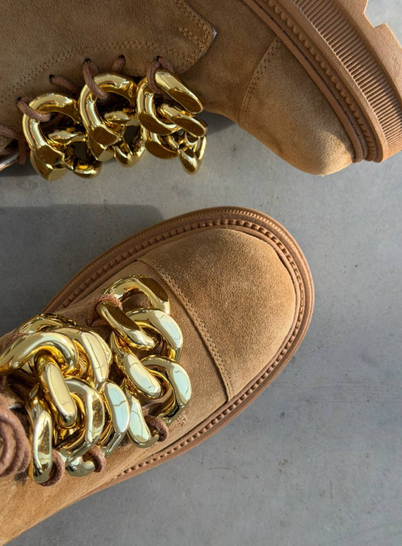 Жіночі Зимові шкіряні черевики з натуральним хутром, карамельні (євро зима) Step